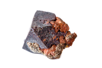 Macro cuprite mineral on white background