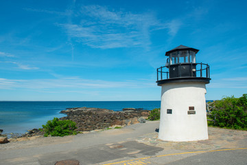 Fototapeta na wymiar Lobster Point Lighthouse was built in 1948 on Marginal Way in Ogunquit, Maine, USA.