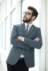 close up.young businessman standing in the office