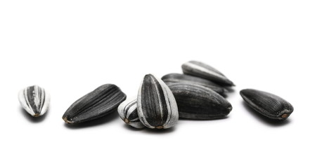 macro sunflower seeds isolated on white