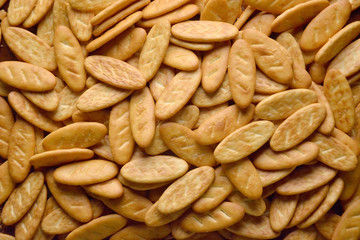 Cookies located on a flat surface occupies the entire area of the image.