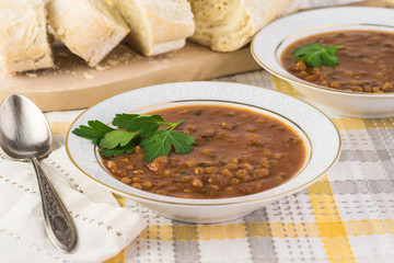 Lentil tomato soup.