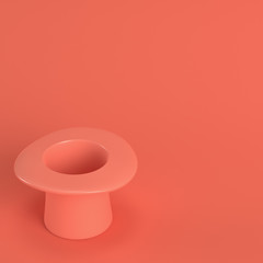 Top hat in living coral color. Minimalism concept