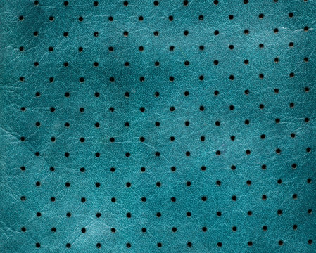 Cyan, blue leather with abstract black checked. Dirty, grunge, aged, retro background, texture.