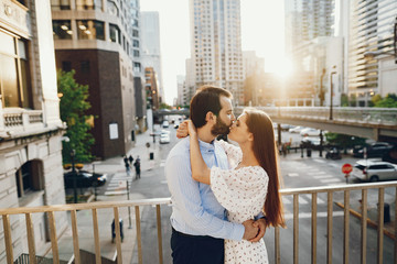 elegant couple in a city