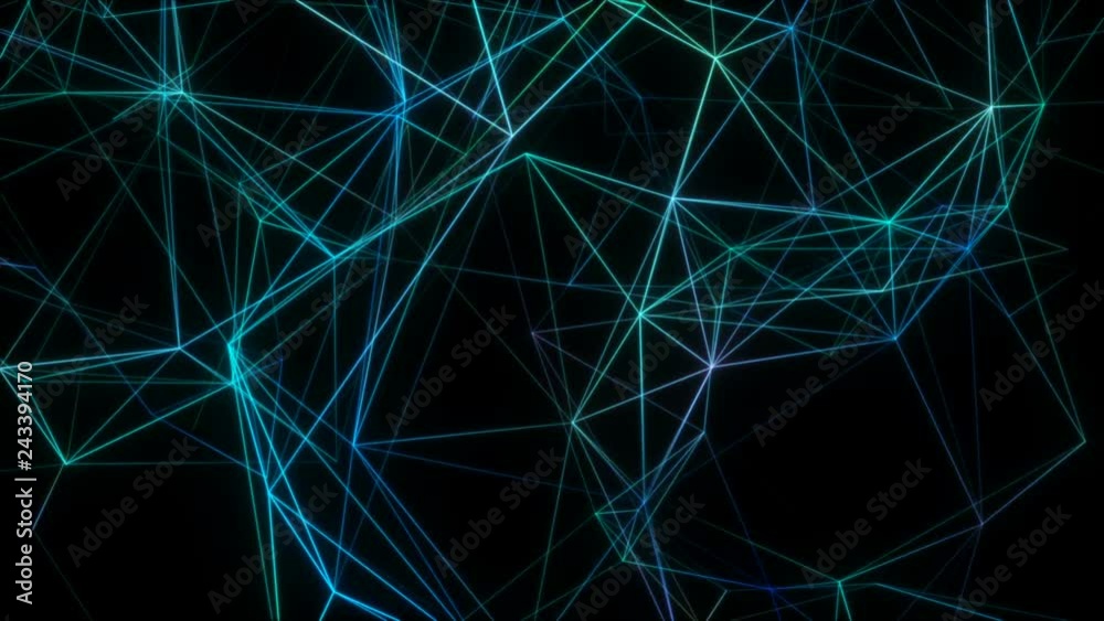 Poster flashing network.network connection background, rotating flickering cool blue light mesh cloud of co