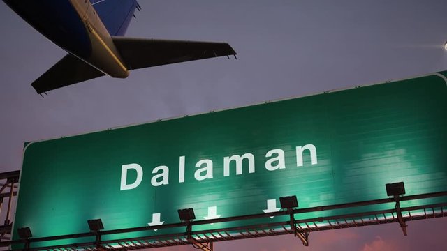 Airplane Take off Dalaman during a wonderful sunrise