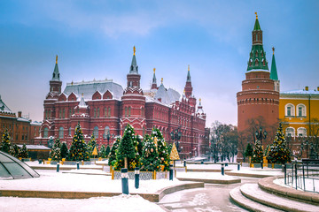 Moscow. Russia. Entrance to the Red Square. Moscow in the winter. Christmas Holidays. The Red...