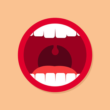 Open Mouth with Teeth Vector flat icon illustration