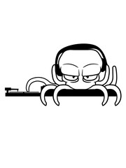 mischpult dj pult auflegen platte vinyl musik party feiern club disko tanzen oktopus krake kopffüßer kalmar tentakel tintenfisch monster comic cartoon clipart lustig © Style-o-Mat-Design