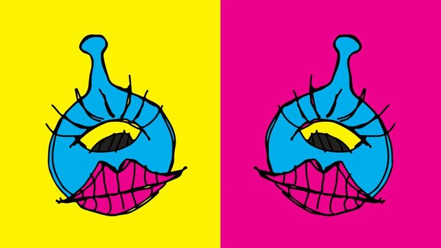 kids drawing pop art seamless background with theme of one eye monster