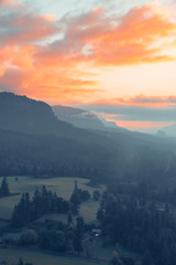 Foggy sunrise in the Columbia River Gorge