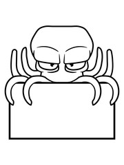 leere fläche rand verstecken schild schreiben name text böser oktopus krake kopffüßer kalmar tentakel tintenfisch unterwasser monster comic cartoon clipart lustig design meer wasser tauchen fisch © Style-o-Mat-Design