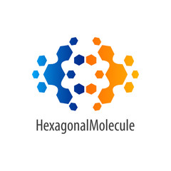 Hexagonal molecule flip logo concept design. Symbol graphic template element