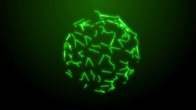 Abstract concept of the neon shining electricity ball drawing on the dark green texture. Power technology of the future.