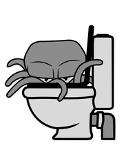 klo toilette bad wc schüssel auftauchen böser oktopus krake kopffüßer kalmar tentakel tintenfisch unterwasser monster comic cartoon clipart lustig design meer wasser tauchen fisch © Style-o-Mat-Design