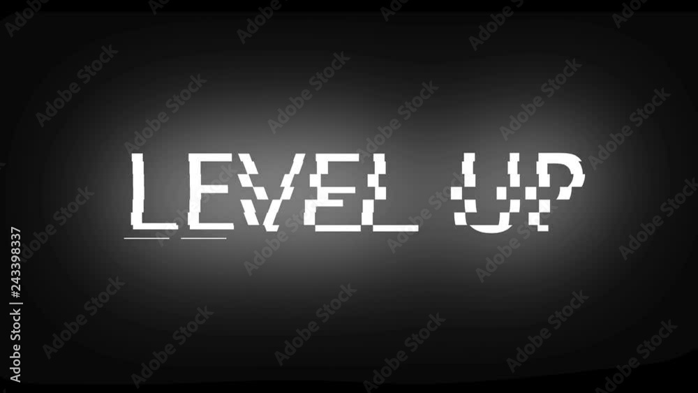 Poster letters of level up text with noise on black, 3d rendering background, computer generating for gamin