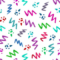 Watercolor colorful abstract zigzags seamless pattern