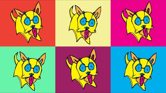 kids drawing pop art seamless background with theme of surprised dog