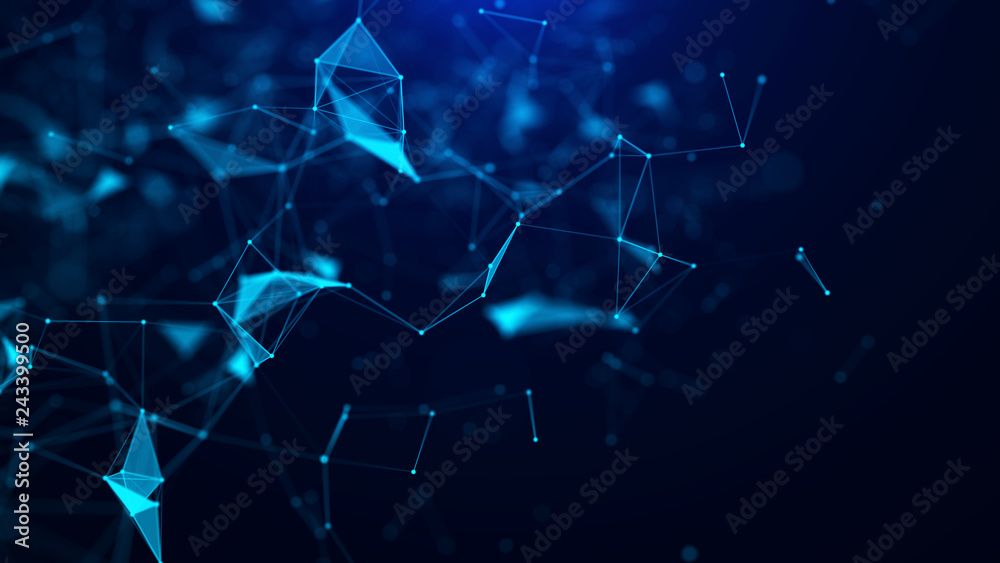 Poster big data visualization. science background. big data complex with compounds. lines plexus