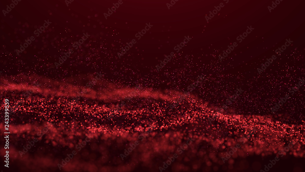 Poster wave glow. wave of particles. wave 3d. 3d rendering. futuristic dots background with a dynamic wave.