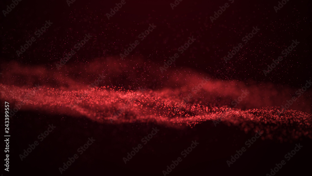 Poster wave glow. wave of particles. wave 3d. 3d rendering. futuristic dots background with a dynamic wave.