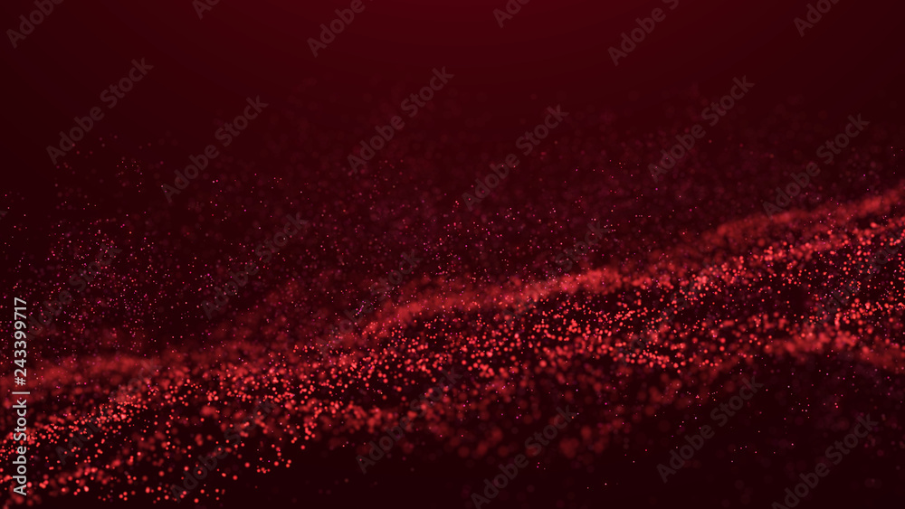 Poster wave glow. wave of particles. wave 3d. 3d rendering. futuristic dots background with a dynamic wave.
