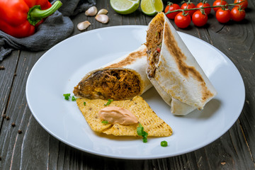 Mexican burrito with meat