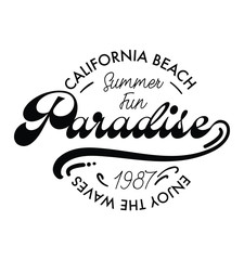 Paradise summer print on white color and in vector.