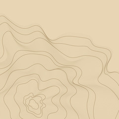 Brown abstract contour lines illustration - obrazy, fototapety, plakaty