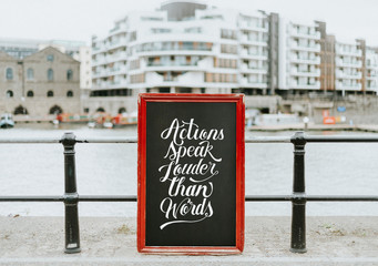 Actions speak louder than words board mockup