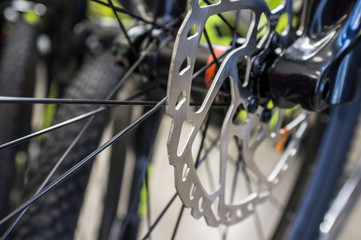 Fototapeta na wymiar Disc brake mounted on MTB bike
