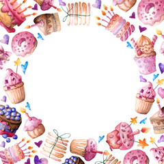 watercolor deserts set