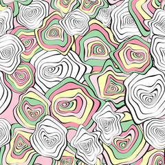 Wavy Distorted Rounds. Seamless Pattern with Deformed Circles. Abstract Background in Pastel Color Design. Vector Psychedelic Illustration with Colorful Spot. Wave Seamless Pattern for Fabric, Textile