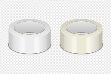 Vector Realistic 3d Glossy Tape Roll Icon Set or Mock-up Closeup Isolated on Transparen Background. Design Template of Packaging Sticky Tape Roll or Adhesive Tape for Mockup. Front View
