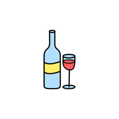 Valentine's Day, wineglass, bottle icon. Element of color Valentine's Day signs for mobile concept and web apps. Detailed wineglass, bottle icon can be used for web and mobile