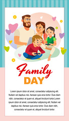 Happy Family Day with Kids Greeting Card Template