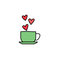 Valentine's Day, cup icon. Element of color Valentine's Day signs for mobile concept and web apps. Detailed Valentine's Day, cup icon can be used for web and mobile