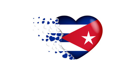 National flag of Cuba in heart illustration. With love to Cuba country. The national flag of Cuba fly out small hearts