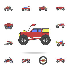 bigfoot car field coloricon. Detailed set of color big foot car icons. Premium graphic design. One of the collection icons for websites, web design, mobile app