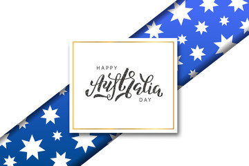Vector realistic isolated greeting card with typography logo for Happy Australia Day for template decoration and covering on the white background.