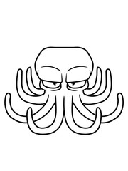 design böser oktopus krake kopffüßer kalmar tentakel tintenfisch unterwasser monster comic cartoon clipart lustig meer wasser tauchen fisch © Style-o-Mat-Design