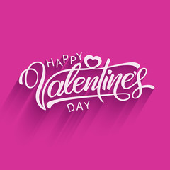 Happy Valentines Day, beautiful inscription with shadows on an elegant background. Handwritten, calligraphic text Valentine's Day. Vector Illustration - Vector