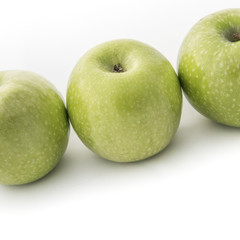 Green apples isolated on white background