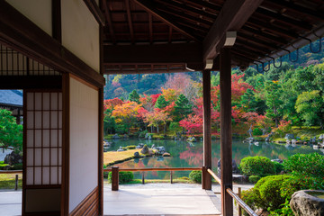 京都　天龍寺の紅葉　