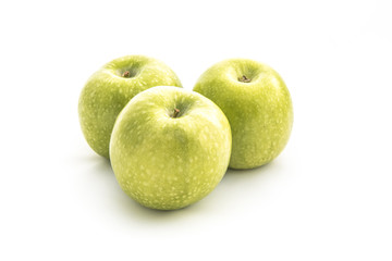 Green apples isolated on white background