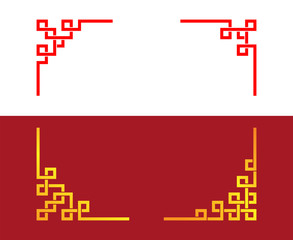 Set of Chinese line corner ornament, vector art