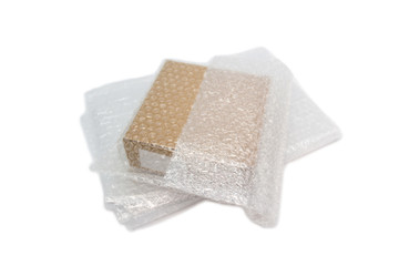 box and bubble wrap, for protection product cracked or insurance During transit isolated and white background 