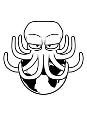 alien erde angreifen riesig groß planet böser oktopus krake kopffüßer kalmar tentakel tintenfisch unterwasser monster comic cartoon clipart lustig design meer wasser tauchen fisch © Style-o-Mat-Design