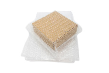 box and bubble wrap, for protection product cracked or insurance During transit isolated and white...